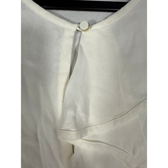 Kate Spade Edison Top White Ruffle Front Blouse Size 4 - Picture 5 of 7